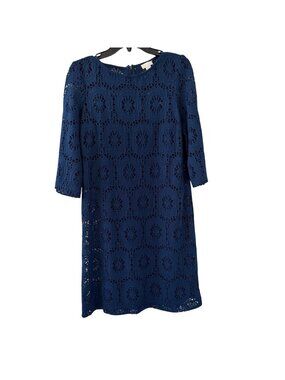 Chicos Turquoise Crochet Lace Shift Dress Turquoise  3/4 Sleeves Size L Dress.